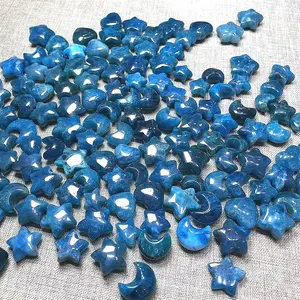 Натуральный лечебный кристалл, мини Голубой Апатит, сердце, луна, звезда, резьба, ремесла для украшения подарка