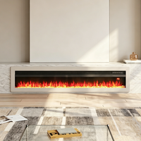Cheminée électrique murale de 60 pouces avec flamme LED, télécommande, chaleur réglable pour salon, villa, hôtel, hall, complexe hôtelier