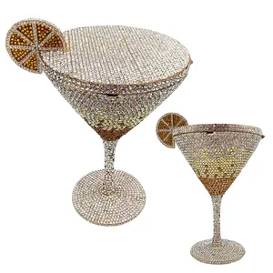 Mới nhất mới lạ phong cách sang trọng kim cương nạm thiết kế pha lê Rhinestone buổi tối Martini Glass Lady PURSE thời trang ly hợp túi