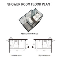 Cabine de douche tout-en-un YEETE en PVC avec miroir coulissant, écran de toilette en verre, écran multi-zones en aluminium trempé et LED