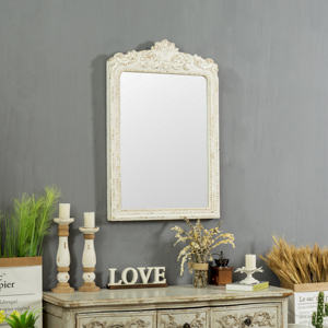 Decorazione della fattoria di migliore qualità lavato rettangolo bianco fatto a mano in legno artigianale incorniciato da parete specchi rustici in legno appeso specchio - Product Image 6