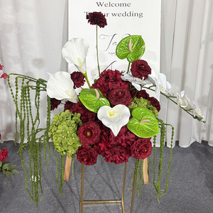 Promise Red Rose Green Hydrangea <b>Silk</b> Artificial <b>Flowers</b> White Calla Lilies for Modern Wedding Welcome Signs Event Decorations - Product Image 3