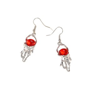 Qinghe Jewelry Silver <b>Octopus</b> <b>Earrings</b> Red Stone Alloy Plated Women's Fashion Jewelry - Product Image 5