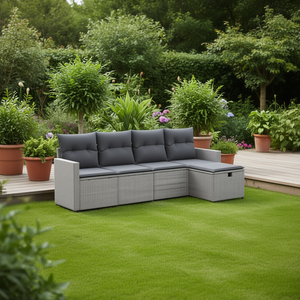 Ensemble de canapés de jardin en polyrotin gris 5 places D0100XFTE32, structure en acier, mobilier d'extérieur, design contemporain - Product Image 2