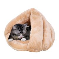 Lit pour chat respirant, lavable, anti-anxiété, antidérapant, rond, en peluche, moelleux, avec capuche, pour chats d'intérieur ou petits chiens