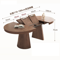 Table à manger ovale moderne extensible et pliable en bois massif, mobilier de salle à manger à taille réglable pour hôtels et petites maisons