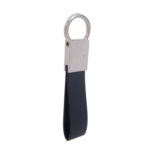 Porte-clés en cuir noir avec Logo en métal et lettre végétalienne - Product Image 6