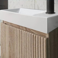 Design classique européen 400mm vestiaire suspendu en bois massif MDF ensemble de vanité de salle de bain unité avec lavabo en céramique