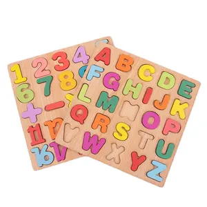 Quebra-cabeça cognitivo alphanumeric, quebra-cabeça de madeira para educação precoce, brinquedo educacional, inglês