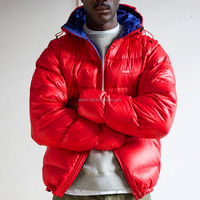 Blouson d'hiver léger personnalisé à capuche et fermeture éclair, style bomber, en duvet matelassé, imperméable et moelleux pour homme