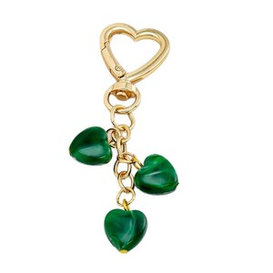 Fashion Shiny Gold Heart Buckle <b>Bag</b> <b>Charm</b> Keychain - Colorful Marble Heart Long Chain Accessory for Women's Handbag - Product Image 5