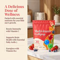 OLLI Groothandel Private Label Multivitamine Lollies Gemengde Fruit Smaak Vitamine C Vitamine B12 Kinderen Immuniteit Hersenen Energie Ondersteuning
