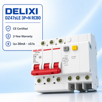 DELIXI DZ47sLE 3P+N 6A RCBO Courbe C Triphasé Quatre Fils 230V 6kA Protection Différentielle CE Certifié Rail DIN