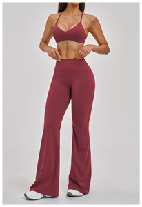 Conjunto Deportivo de Dos Piezas para Mujer: Sujetador con Tirantes en Y y Pantalones de Chándal Acampanados de Nailon para Yoga, Fitness, Gimnasio y <span class=keywords><strong>Running</strong></span> - <span class=keywords><strong>Ropa</strong></span> Deportiva Femenina - Product Image 2