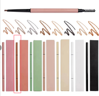 Crayon à sourcils imperméable à l'eau de marque privée avec brosse Crayon à sourcils imperméable permanent Slim Spoolie Crayon à sourcils
