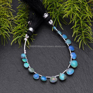 Opale éthiopienne exclusive de qualité supérieure à facettes en forme de coeur perles de pierres précieuses faites à la main incroyable fabrication de bijoux naturels Bracelet collier - Product Image 2