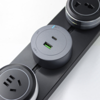 Barre d'alimentation murale amovible BAYU avec prises USB-A/Type-C, câble de 1,5 m, prise en alliage d'aluminium pour cuisine