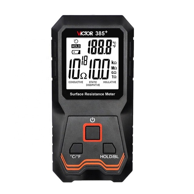 VICTOR 385+ Surface Resistivity Meter Conductive Static Dissipative Insulation Indication Surface Resistance Tester