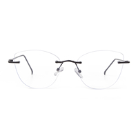 Lunettes de vue anti-lumière bleue sans monture PSTY8163A pour femmes et hommes, monture en métal ultra-fine, bord coupé, lunettes optiques personnalisées avec logo