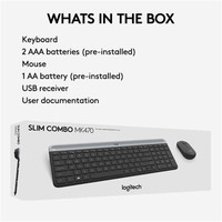 Juego de Teclado y Ratón Inalámbrico Delgado para Portátil MK470, Teclado USB de Plástico, Ratón Óptico de 1000DPI