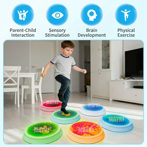 Tapis de sol LED ronds lumineux de 30 cm, sensibles à la pression, à changement de couleur, dalles sensorielles pour enfants, <span class=keywords><strong>jeu</strong></span> de salle sensorielle - Product Image 1
