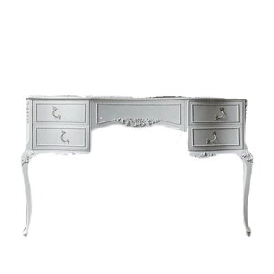 Table de maquillage en bois massif sculpté à la main, style princesse simple, avec tiroirs, pour chambre à coucher, style français crémeux - Product Image 6