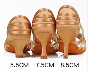 Танцевальные туфли на каблуке коричневого цвета для латины, бальных танцев, джаза, с мягкой подошвой, для чачи, танго, сальсы, тренировок и выступлений, для женщин - Product Image 3