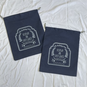 BSCI High Quality Medium Cotton <b>Canvas</b> Drawstring Pouch for Shoe Hats Packaging Storage White with <b>Printed</b> Logo Caps Dust Bag - Product Image 2