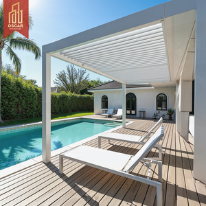 <span class=keywords><strong>Pergola</strong></span> <span class=keywords><strong>bioclimatique</strong></span> murale réglable 6M x 4M en aluminium avec cadre thermolaqué pour jardin, patio et balcon - Product Image 1