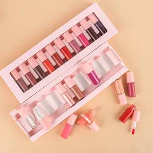 Your Logo 10-Pack Shimmery Lip Gloss Set Long Lasting Lipstick Kits Best Holiday and Birthday Gifts For Women & Girls