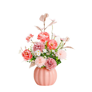 Arreglo de Flores Artificiales Kch, Flores de Seda, Jarrón Verde, Decoración para el Hogar, Mesa de Sala de Estar - Product Image 4
