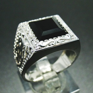 Men's Antique Silver & <b>Rhodium</b> Plated 925 Sterling Silver Gemstone <b>Rings</b> with Zircon for Wedding or Party - Product Image 4