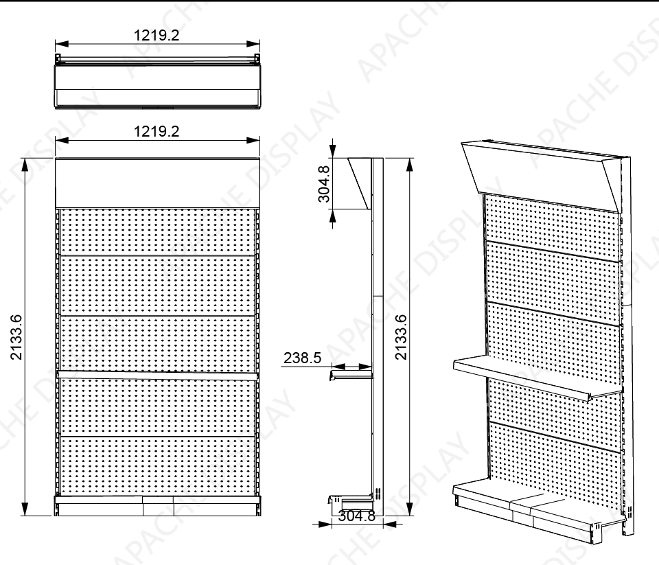 Apache Custom Metal Pegboard Hook Single-Side Display Stand for Auto Repair Shop Factory Use Supermarket Shelves for Hardware — view 2
