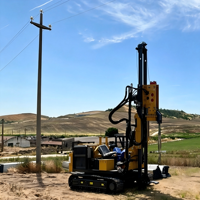 Pile driver solaire 75/91KW | Foreuse hydraulique sur chenilles 3-en-1 pour pieux photovoltaïques et forage DTH