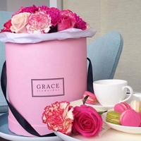 Boîtes à Fleurs Roses Rondes de Luxe pour la Saint-Valentin Romantique, Coffrets Cadeaux de Mariage avec Ruban Rose pour Emballage Cadeau