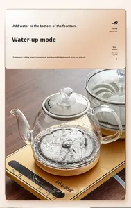 Bouilloire électrique en verre entièrement automatique à remplissage par le bas avec <span class=keywords><strong>table</strong></span> à thé intégrée et chauffe-thé à induction - Product Image 4