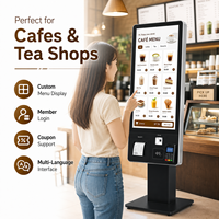 Kiosque de commande en libre-service pour restaurant de restauration rapide, écran tactile, paiement par code QR et carte NFC, imprimante de reçus, Intel Core i5, sur pied