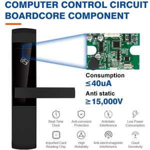 एल्यूमीनियम मिश्र धातु धातु खत्म मैट ब्लैक इलेक्ट्रॉनिक स्मार्ट लकड़ी दरवाजा लॉक आरफिड कार्ड क्लाउड आयातित कार्ड - Product Image 3