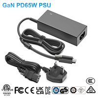 Adaptateur d'alimentation USB-C PD65W GaN à verrouillage par vis pour PC médical, industriel, PoE, AV, moniteur POS, station d'accueil, caméras vidéo