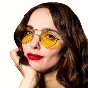 Lunettes de soleil polygonales à double pont, monture métallique, protection UV400, avec logo personnalisé, nouvelle collection 2021, pour femme - Product Image 1