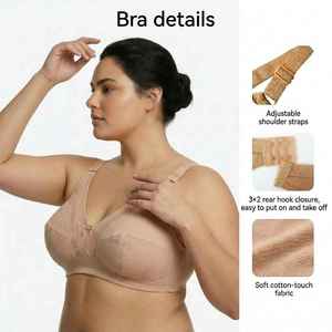 <span class=keywords><strong>Reggiseno</strong></span> Plus Size in <span class=keywords><strong>Cotone</strong></span> Traspirante Pronto per la Spedizione, Senza Ferretto, Non Imbottito, Minimizer, Bralette, Copertura Completa - Product Image 2