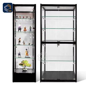 Vetrina con Display in vetro moderno con cornice nera e oro più scaffali vetrina per prodotti al dettaglio - Product Image 4