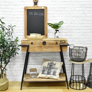 Luckywind-muebles decorativos modernos para el hogar, mesa lateral <span class=keywords><strong>de</strong></span> madera, pies y maletero, con armario <span class=keywords><strong>de</strong></span> hierro antiguo para sala <span class=keywords><strong>de</strong></span> estar - Product Image 2