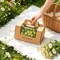 Boîte cadeau en papier kraft avec logo personnalisé, poignée et fenêtre, boîte en carton ondulé pour raisins, oranges et produits frais