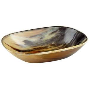 Bol de service en corne avec bordure en laiton, bol ovale décoratif pour fruits secs, collations, bonbons, présentation sur table et décoration de maison de luxe - Product Image 1