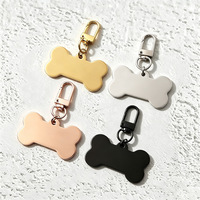 Porte-clés en acier inoxydable vierge finition miroir en forme d'os, personnalisable par impression laser et UV, logo sur mesure, vente en gros