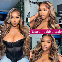 Wig Renda Depan Rambut Manusia Gelombang Tubuh Murah Wig Frontal Renda Hd Vendor Wig Rambut Manusia Renda Penuh untuk Vendor WANITA HITAM