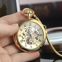Montres de poche mécaniques steampunk vintage unisexes en or et argent, avec chaîne de collier pendentif, cadeau pour femmes et hommes