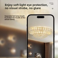 Plafonnier à LED lustre en cristal de luxe chambre à coucher lampe ronde de salon plafonnier d'intérieur