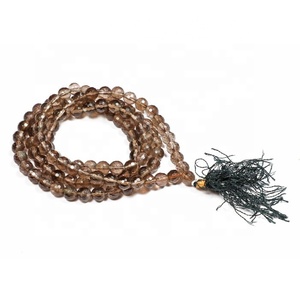 Obtenga la mejor piedra preciosa curativa facetada Smokey Jap Mala | Malas de cristal al por mayor | Cuentas sueltas de cristal para joyería - Product Image 1